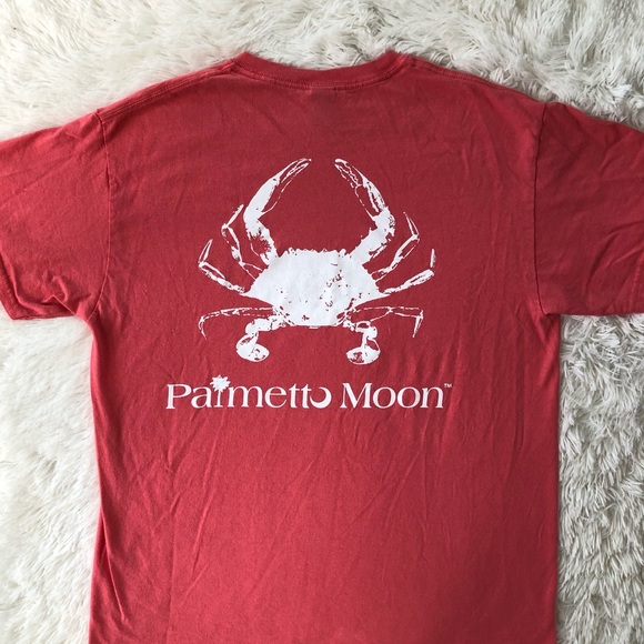 PALMETTO MOON • Coral Pink Crab Logo Preppy SC Cotton Tee Size Large - Picture 16 of 16